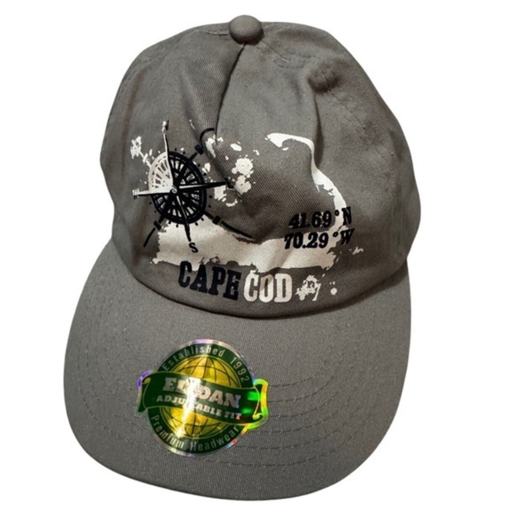 Cape Cod Map Compass Baseball Cap Gray Adjustable Strap Elidan Premium Headwear‎